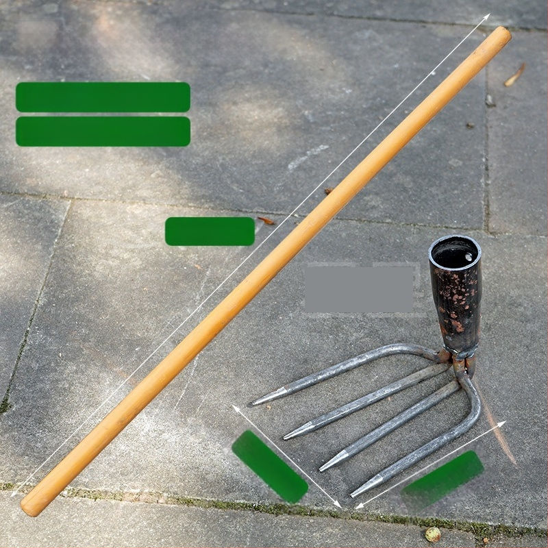 Vrtna metalna grablja sa dva zuba i hvataljkom