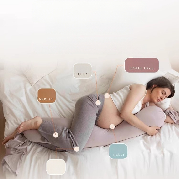 Topošās māmiņas spilvens ar taisnstūra formu, tīrs kokvilnas audums, svars 0.55–1.0 kg, pildījums: cits, piemērots visiem grūtniecības posmiem