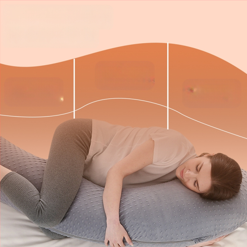 Adīti J formas grūtnieču spilvens ar vidukļa atbalstu, poliestera šķiedras pildījums, svars 1,9 kg, pielāgošana pieejama