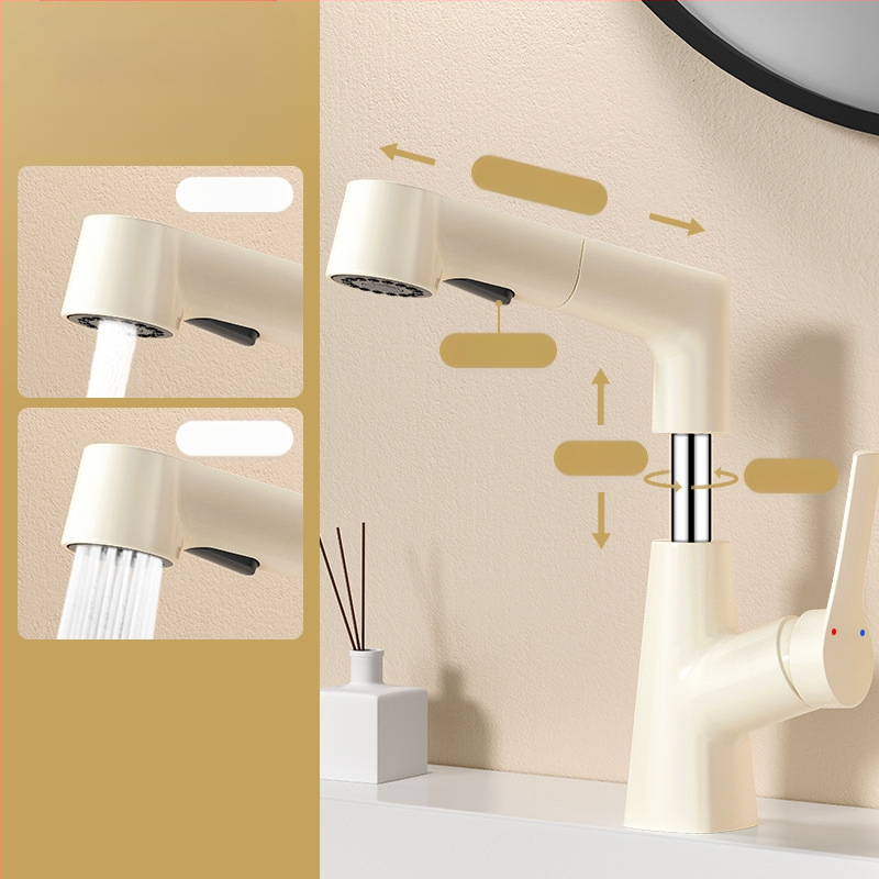 Praustuvo maišytuvo su ištraukiamu purkštuvu, karštas ir šaltas, nerūdijančio plieno SUS33, keraminis vožtuvo korpusas, 0-90°C, 0.8-1.2 MPa