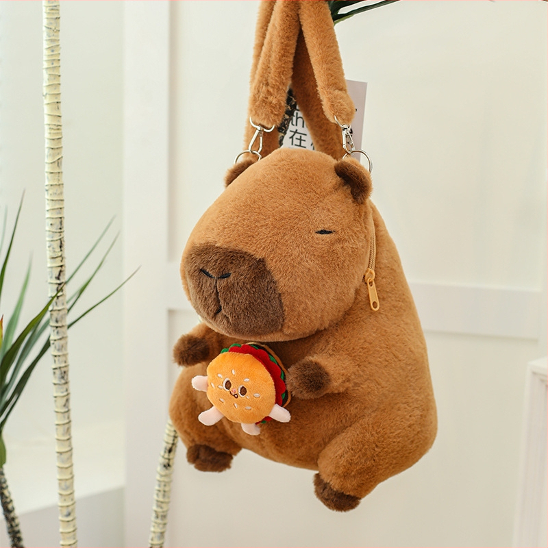 Kapibara kuprinė, pūkli žaislas, didelė talpa, PP medvilnės užpildas, paaugliams 7–14 metų