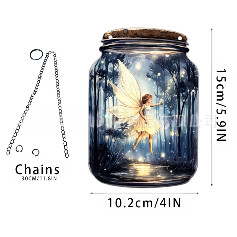 Akrilno staklo privjesak s motivom vile-elf za kućnu dekoraciju; zidno viseći; mogućnost otiska loga; tisak na površini