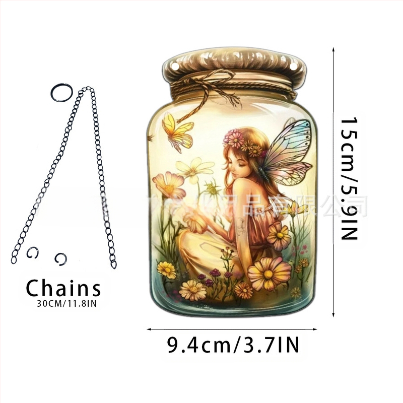 Akrilno staklo privjesak s motivom vile-elf za kućnu dekoraciju; zidno viseći; mogućnost otiska loga; tisak na površini