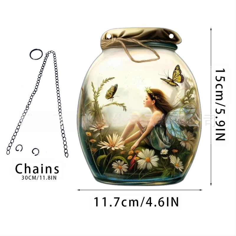 Akrilno staklo privjesak s motivom vile-elf za kućnu dekoraciju; zidno viseći; mogućnost otiska loga; tisak na površini