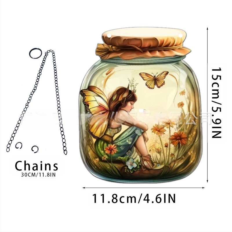 Akrilno staklo privjesak s motivom vile-elf za kućnu dekoraciju; zidno viseći; mogućnost otiska loga; tisak na površini