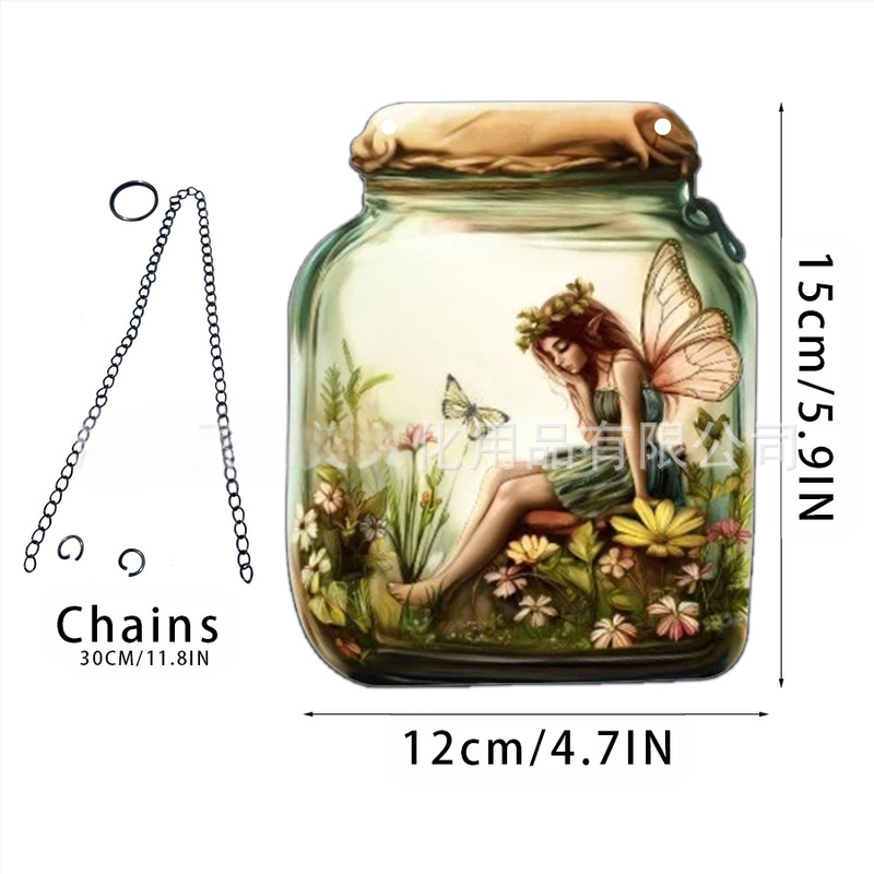 Akrilno staklo privjesak s motivom vile-elf za kućnu dekoraciju; zidno viseći; mogućnost otiska loga; tisak na površini