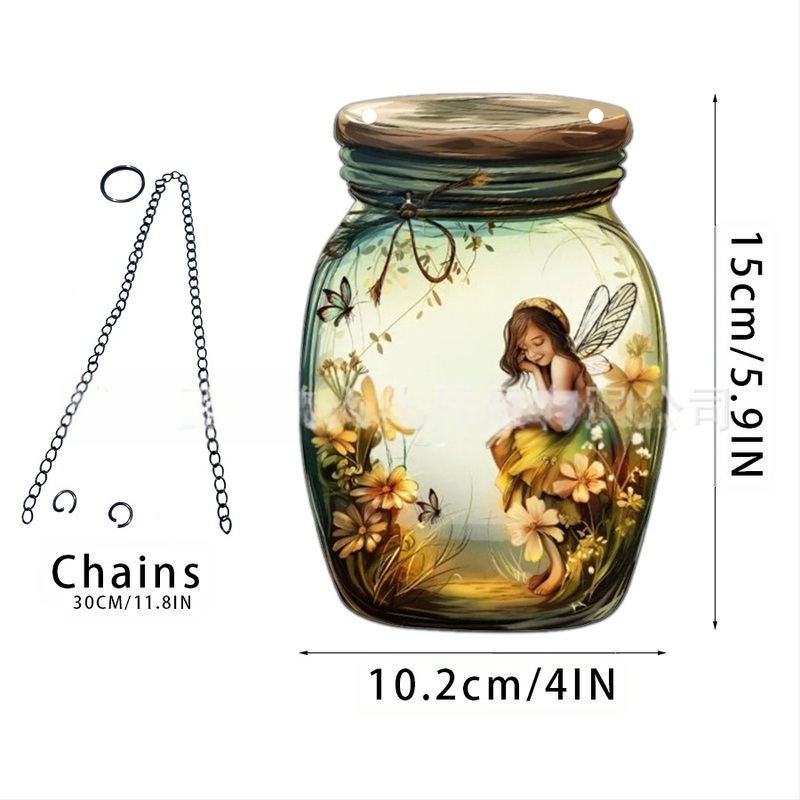 Akrilno staklo privjesak s motivom vile-elf za kućnu dekoraciju; zidno viseći; mogućnost otiska loga; tisak na površini