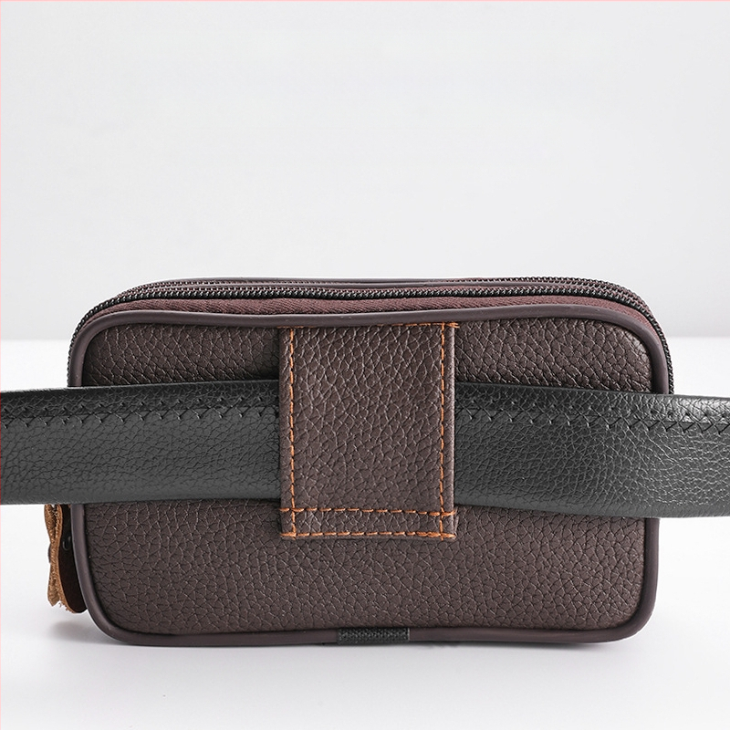 Ανδρική ζώνη τσάντα για κινητό, PU δέρμα, φερμουάρ, κατακόρυφη τετράγωνη μορφή, μοντέλο 2345