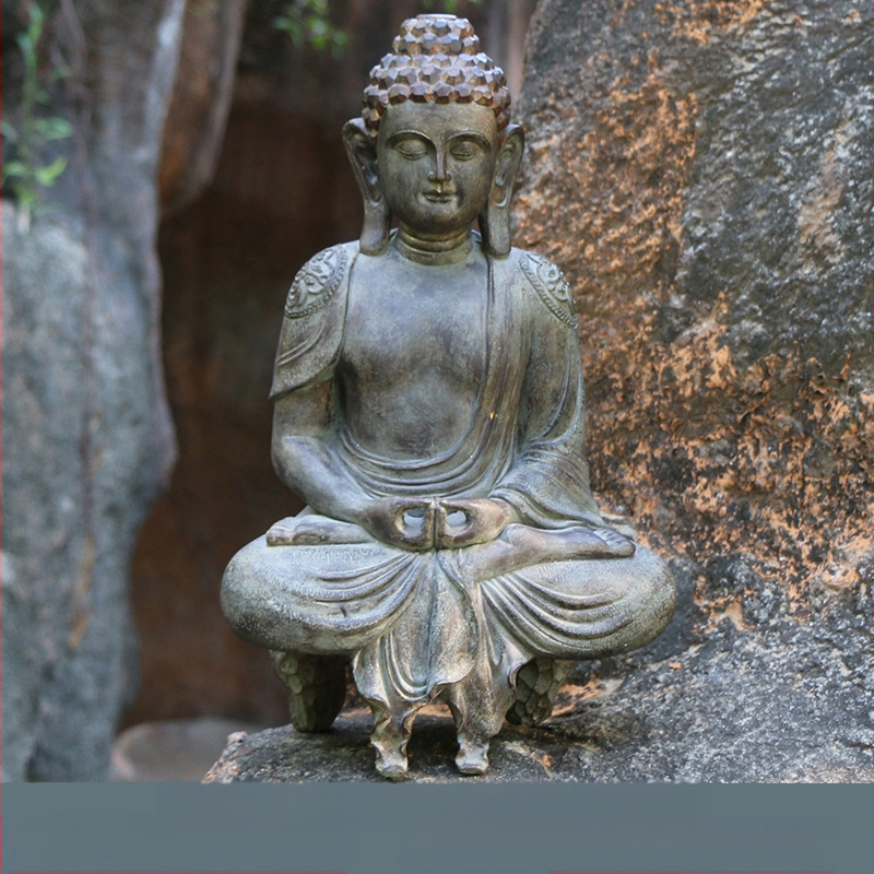 Budo skulptūra su Zen įkvėpimu, šiuolaikinis Kinijos dizainas, ekologiška derva, graviravimas