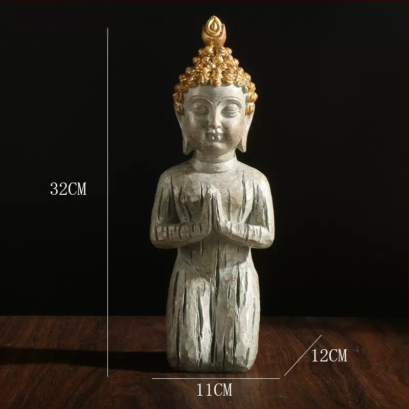 Budo skulptūra su Zen įkvėpimu, šiuolaikinis Kinijos dizainas, ekologiška derva, graviravimas