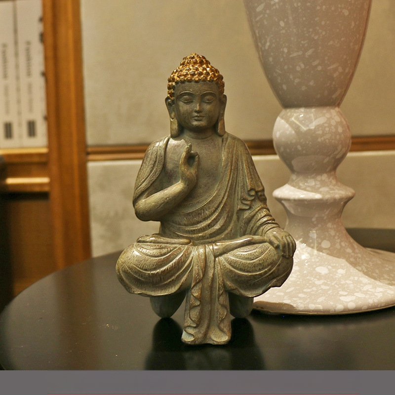 Budo skulptūra su Zen įkvėpimu, šiuolaikinis Kinijos dizainas, ekologiška derva, graviravimas