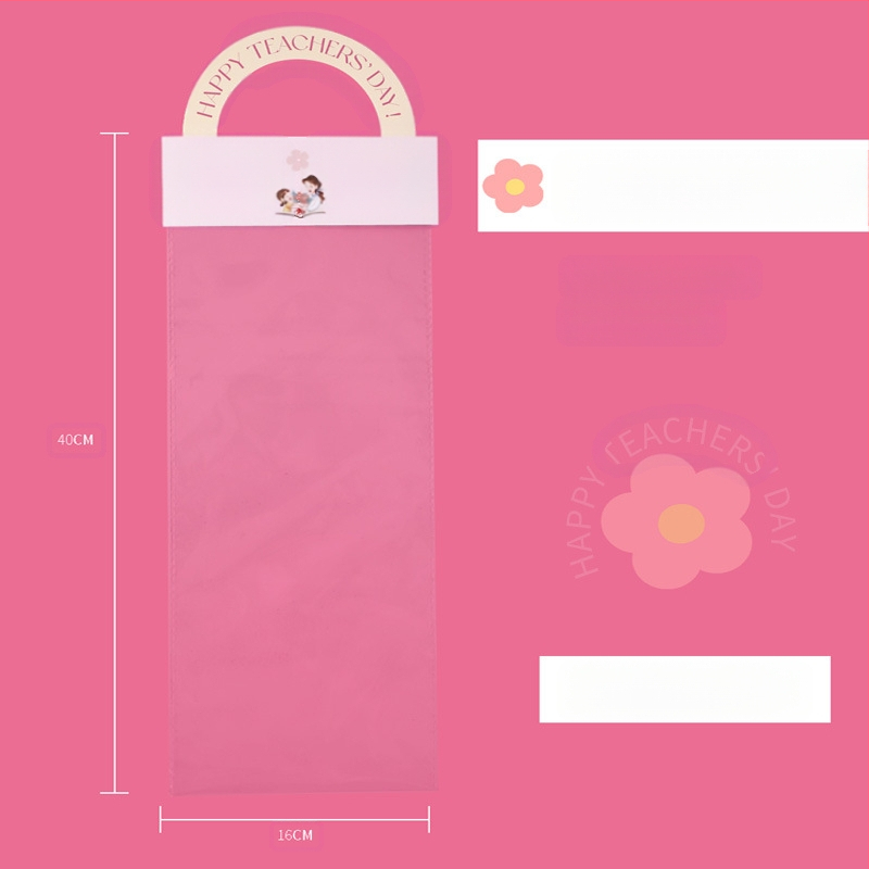 Pedagogų dienos puokštės maišelis - OPP medžiaga, spausdinimas, modelis LH022, prekių ženklas Han Hyun