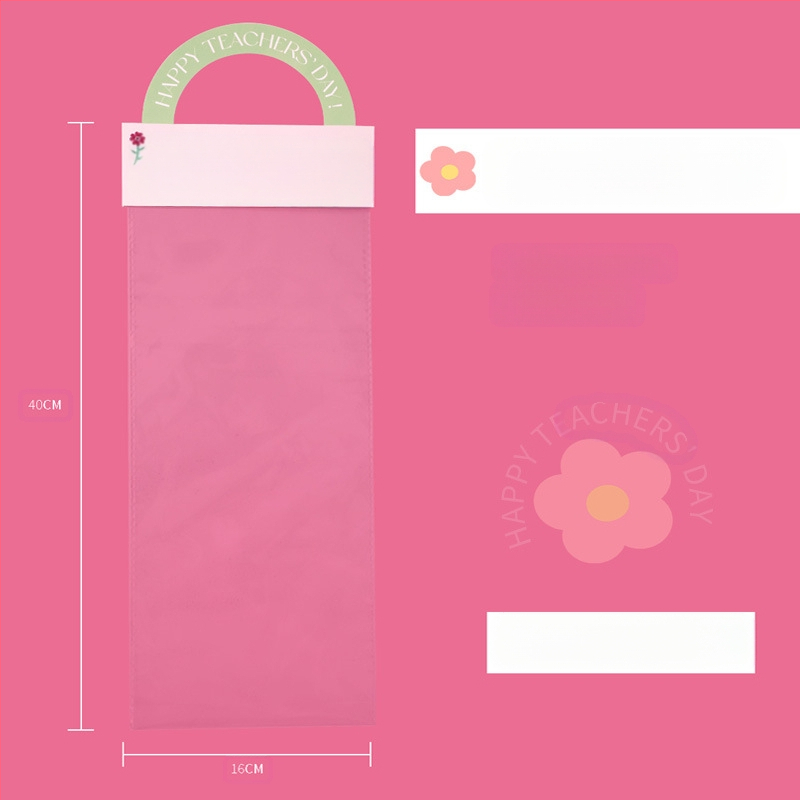 Pedagogų dienos puokštės maišelis - OPP medžiaga, spausdinimas, modelis LH022, prekių ženklas Han Hyun