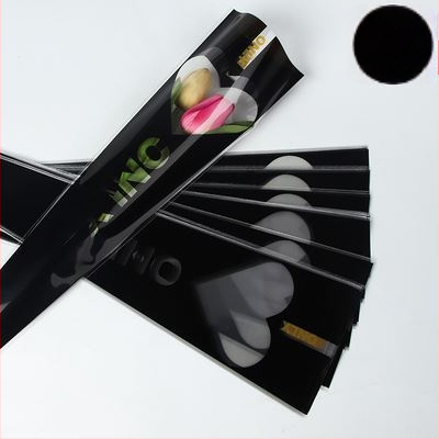 OPP maišelis vienai rožei puokštės įvyniojimui, širdies lango dizainas, tolerancija 5%