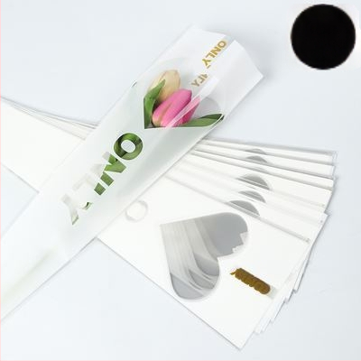 OPP maišelis vienai rožei puokštės įvyniojimui, širdies lango dizainas, tolerancija 5%