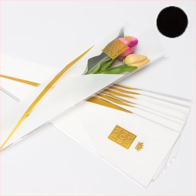 OPP maišelis vienai rožei puokštės įvyniojimui, širdies lango dizainas, tolerancija 5%