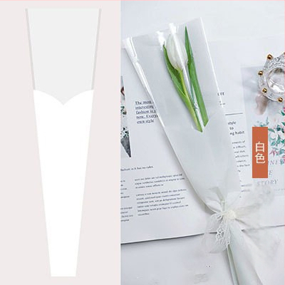 OPP maišelis vienai rožei puokštės įvyniojimui, širdies lango dizainas, tolerancija 5%