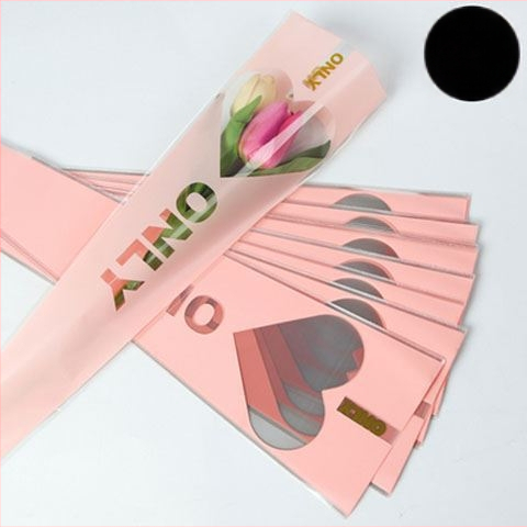 OPP maišelis vienai rožei puokštės įvyniojimui, širdies lango dizainas, tolerancija 5%