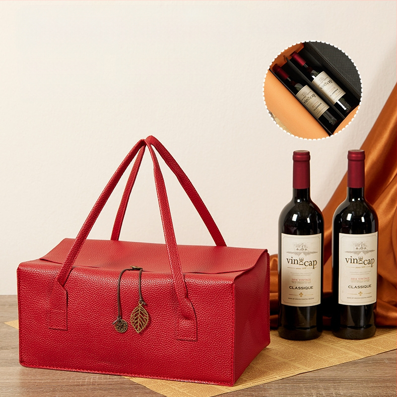 Vyno dovanų dėžutė, dviguba pakuotė, maišo tipo įpakavimas, kompleksiškos medžiagos, šilko ekrano spausdinimas ir karštasis štampavimas, OEM