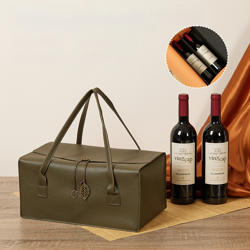 Vyno dovanų dėžutė, dviguba pakuotė, maišo tipo įpakavimas, kompleksiškos medžiagos, šilko ekrano spausdinimas ir karštasis štampavimas, OEM