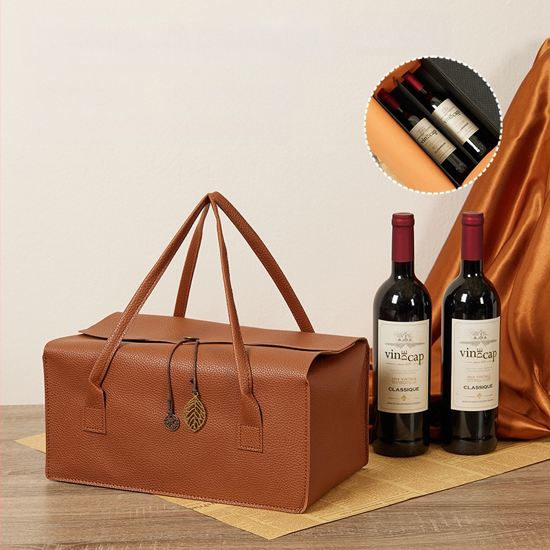 Vyno dovanų dėžutė, dviguba pakuotė, maišo tipo įpakavimas, kompleksiškos medžiagos, šilko ekrano spausdinimas ir karštasis štampavimas, OEM