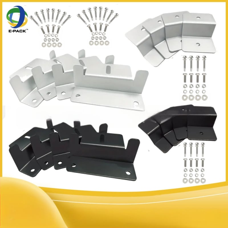 E-Pack Z laikiklis saulės skydeliams – aliuminio lydinys, didieji ir mazie Z laikikliai, komplektuose po 4 ar 8