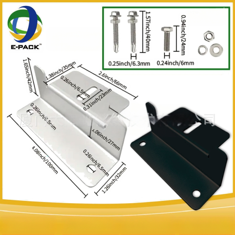 E-Pack Z laikiklis saulės skydeliams – aliuminio lydinys, didieji ir mazie Z laikikliai, komplektuose po 4 ar 8
