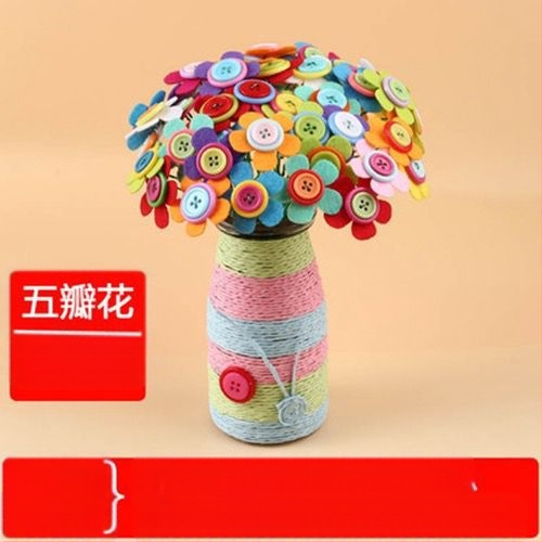 DIY комплект за букет от копчета – плат, произход Yiwu, опаковка цветна кутия, за деца 4–6 години, развива интелектуално развитие и координация ръка-око