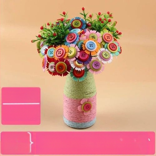 DIY комплект за букет от копчета – плат, произход Yiwu, опаковка цветна кутия, за деца 4–6 години, развива интелектуално развитие и координация ръка-око