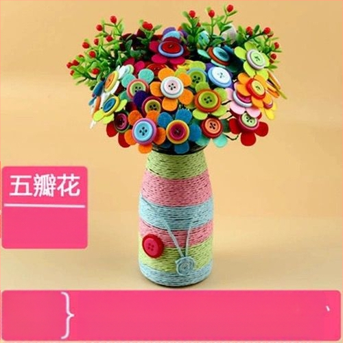 DIY комплект за букет от копчета – плат, произход Yiwu, опаковка цветна кутия, за деца 4–6 години, развива интелектуално развитие и координация ръка-око