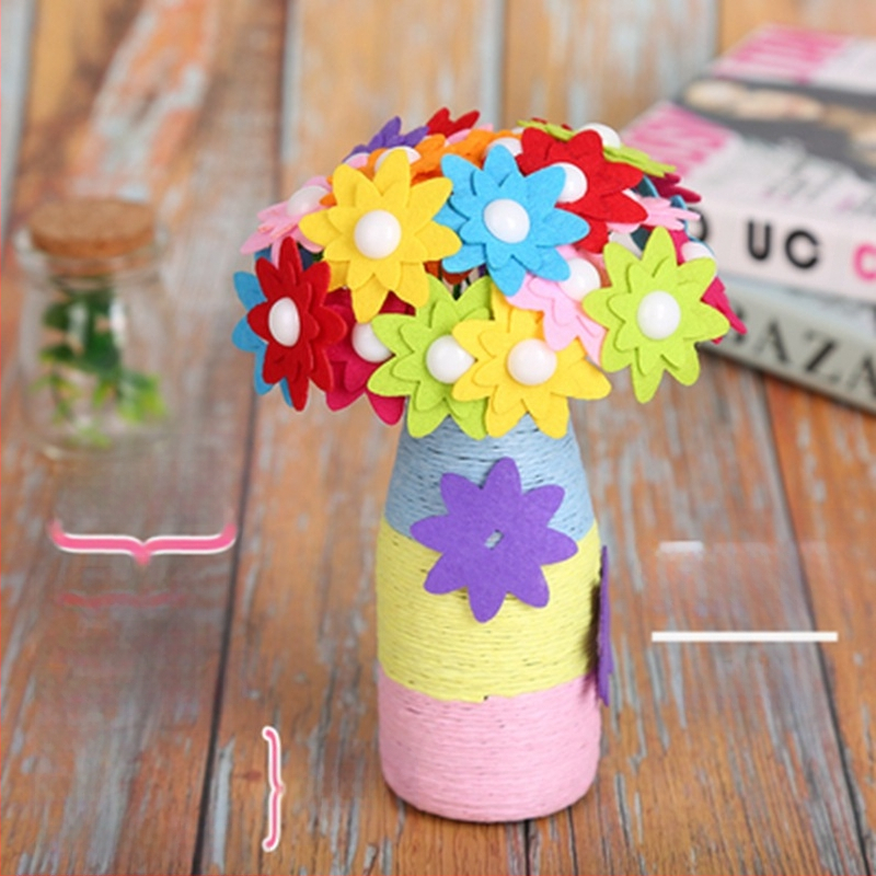 DIY комплект за букет от копчета – плат, произход Yiwu, опаковка цветна кутия, за деца 4–6 години, развива интелектуално развитие и координация ръка-око