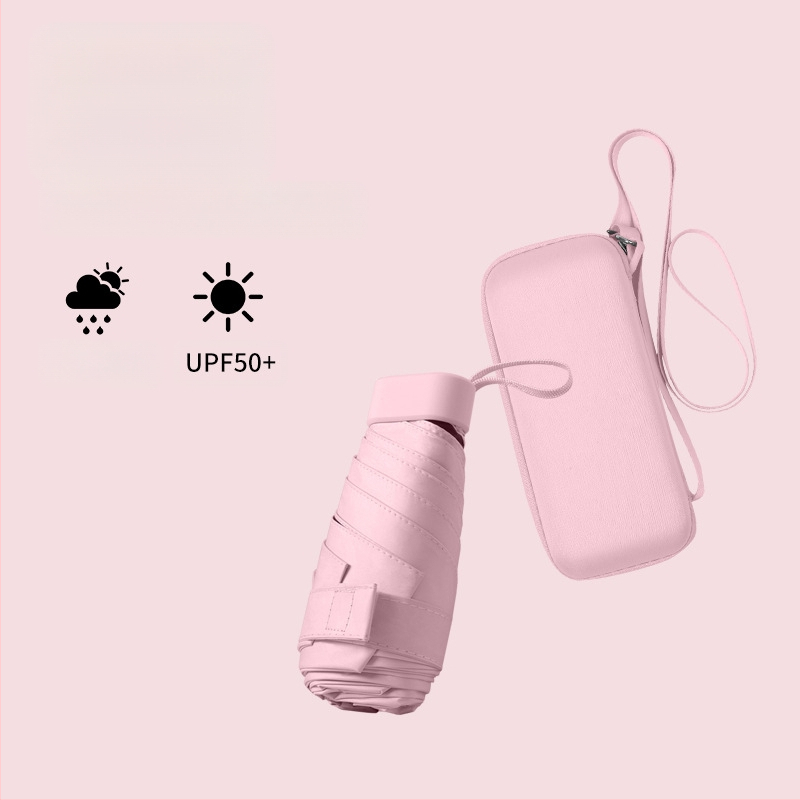 South Joe ultralengvas šešių skėtis moterims su diržu | rankinis atidarymas, aliuminio rėmas, 210T audinys, UPF>50, kompaktiškas kišeninis dizainas