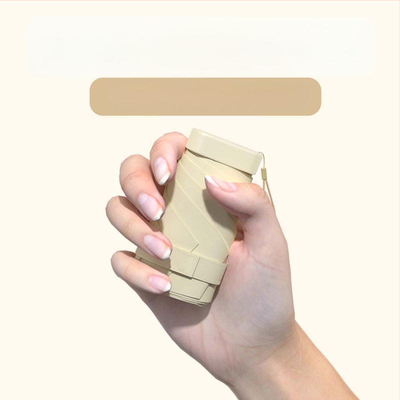 Ομπρέλα ήλίου σε κάψουλα, συμπαγής και ελαφριά, 6-ραβδική ατσάλινη ράβδος, πολυεστερικό ύφασμα 190T, UPF50+, χειροκίνητο άνοιγμα