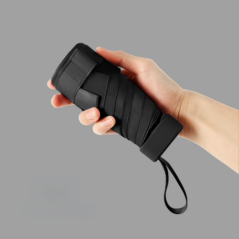 Ομπρέλα ήλίου σε κάψουλα, συμπαγής και ελαφριά, 6-ραβδική ατσάλινη ράβδος, πολυεστερικό ύφασμα 190T, UPF50+, χειροκίνητο άνοιγμα