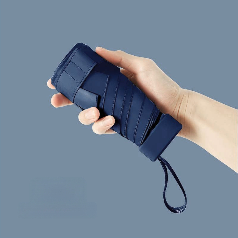 Ομπρέλα ήλίου σε κάψουλα, συμπαγής και ελαφριά, 6-ραβδική ατσάλινη ράβδος, πολυεστερικό ύφασμα 190T, UPF50+, χειροκίνητο άνοιγμα