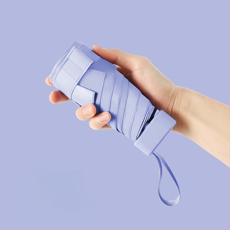 Ομπρέλα ήλίου σε κάψουλα, συμπαγής και ελαφριά, 6-ραβδική ατσάλινη ράβδος, πολυεστερικό ύφασμα 190T, UPF50+, χειροκίνητο άνοιγμα