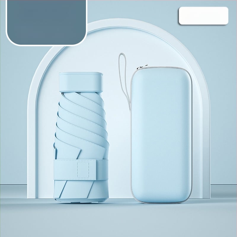 Ομπρέλα ήλίου σε κάψουλα, συμπαγής και ελαφριά, 6-ραβδική ατσάλινη ράβδος, πολυεστερικό ύφασμα 190T, UPF50+, χειροκίνητο άνοιγμα