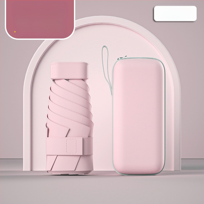 Ομπρέλα ήλίου σε κάψουλα, συμπαγής και ελαφριά, 6-ραβδική ατσάλινη ράβδος, πολυεστερικό ύφασμα 190T, UPF50+, χειροκίνητο άνοιγμα