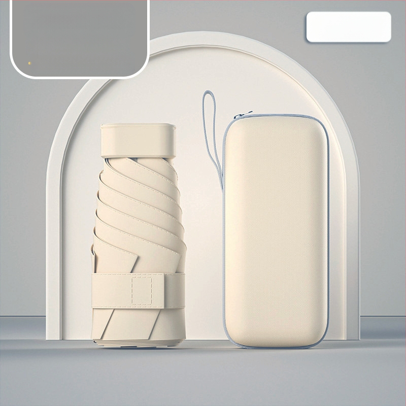 Ομπρέλα ήλίου σε κάψουλα, συμπαγής και ελαφριά, 6-ραβδική ατσάλινη ράβδος, πολυεστερικό ύφασμα 190T, UPF50+, χειροκίνητο άνοιγμα