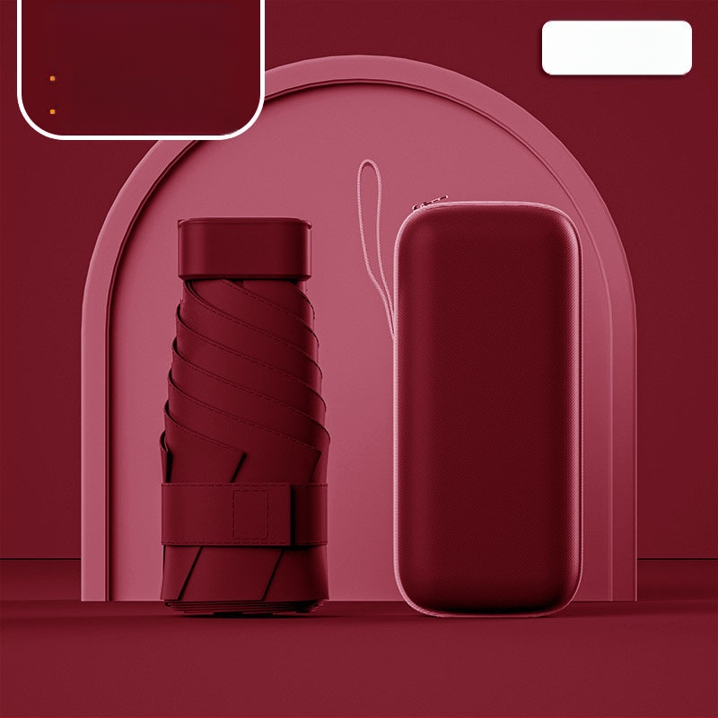 Ομπρέλα ήλίου σε κάψουλα, συμπαγής και ελαφριά, 6-ραβδική ατσάλινη ράβδος, πολυεστερικό ύφασμα 190T, UPF50+, χειροκίνητο άνοιγμα