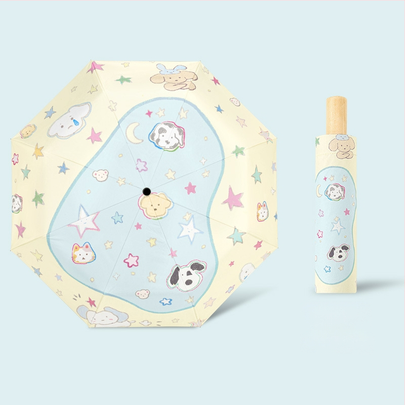 Ομπρέλα ήλίου με σκελετό από σίδηρο 8 ραβδών, ξύλινο άξονα και λαβή, κάλυμμα πολυεστέρα 190T, UPF50+, χειροκίνητο άνοιγμα/κλείσιμο