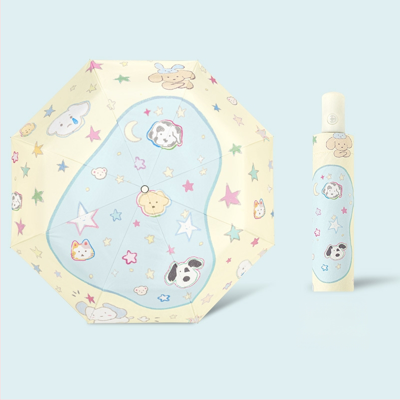 Saules lietussargs ar 8 ribām, dzelzs rāmis, koka stienis un rokturis, poliestera audums 190T, UPF50+, manuāla atvēršana un aizvēršana