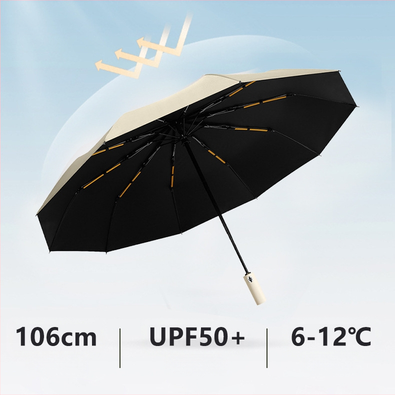 Automatīvais salokāmais lietussargs vīriešiem un sievietēm, dubulta saules un lietus izmantošana, pastiprināts ar 12 ribām no tērauda, UPF > 50.