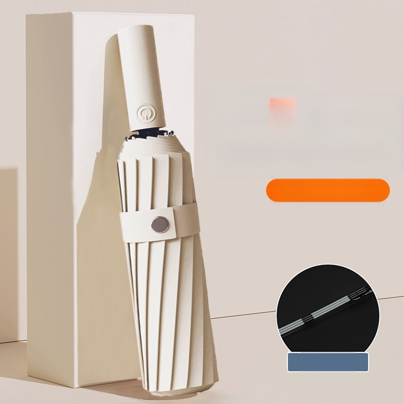 Automatīvais salokāmais lietussargs vīriešiem un sievietēm, dubulta saules un lietus izmantošana, pastiprināts ar 12 ribām no tērauda, UPF > 50.