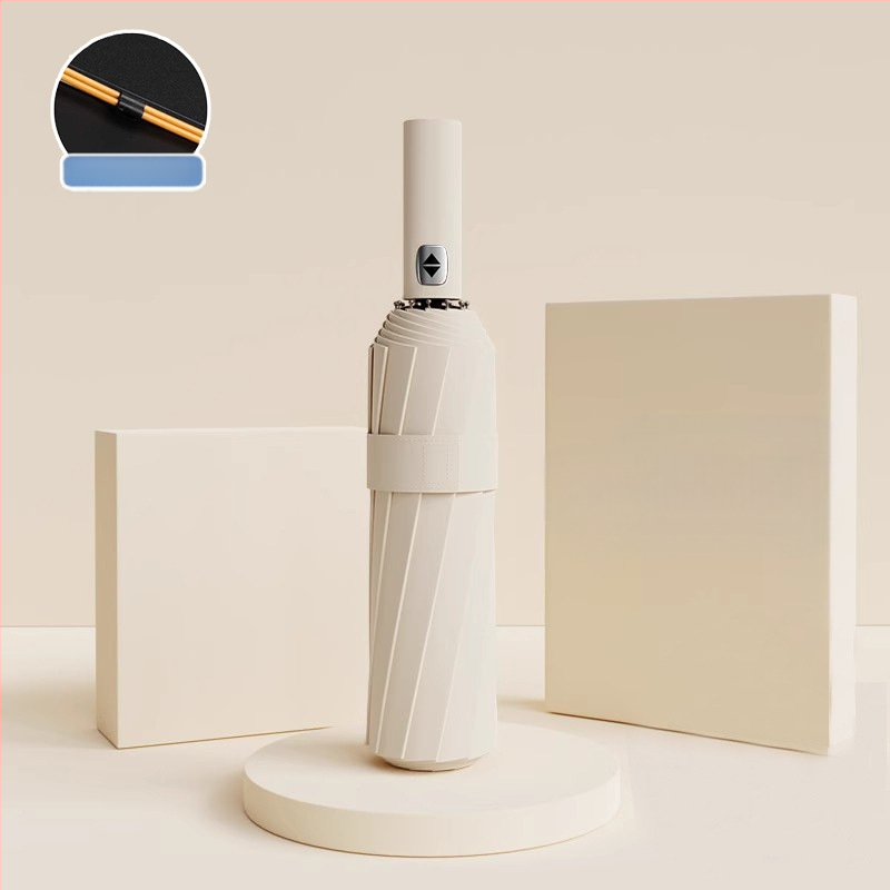 Automatīvais salokāmais lietussargs vīriešiem un sievietēm, dubulta saules un lietus izmantošana, pastiprināts ar 12 ribām no tērauda, UPF > 50.