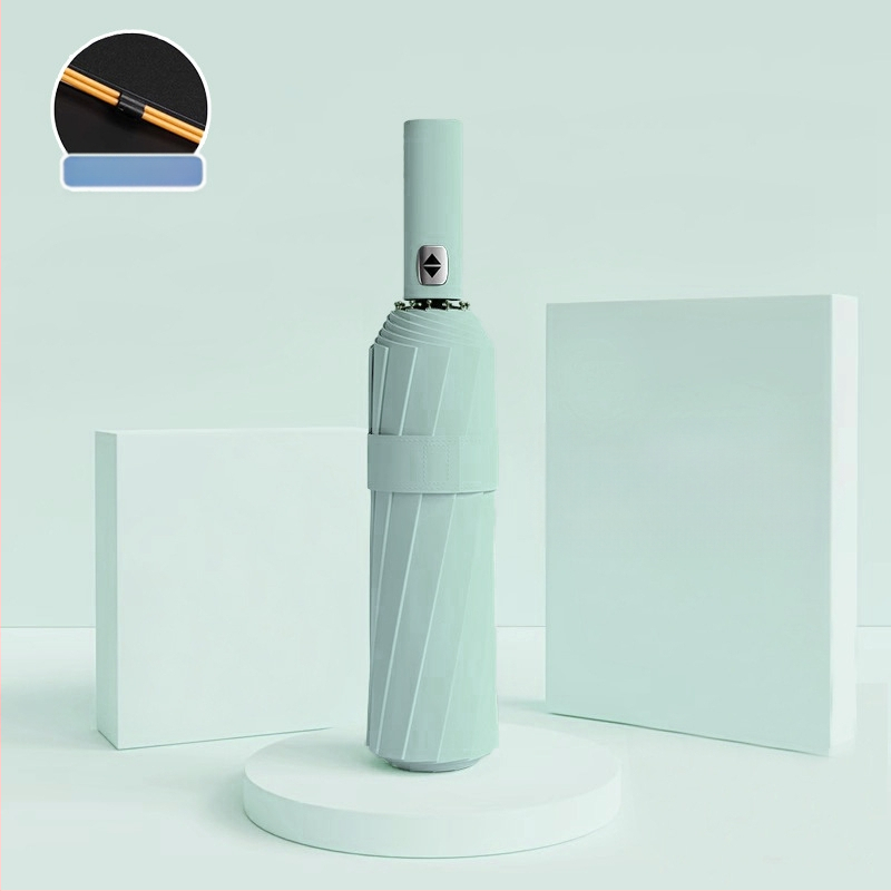 Automatīvais salokāmais lietussargs vīriešiem un sievietēm, dubulta saules un lietus izmantošana, pastiprināts ar 12 ribām no tērauda, UPF > 50.