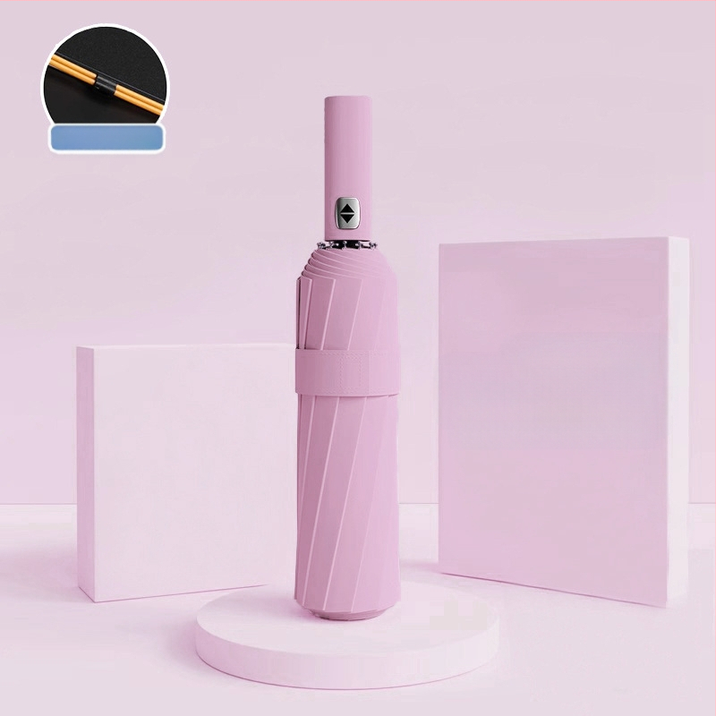 Automatīvais salokāmais lietussargs vīriešiem un sievietēm, dubulta saules un lietus izmantošana, pastiprināts ar 12 ribām no tērauda, UPF > 50.