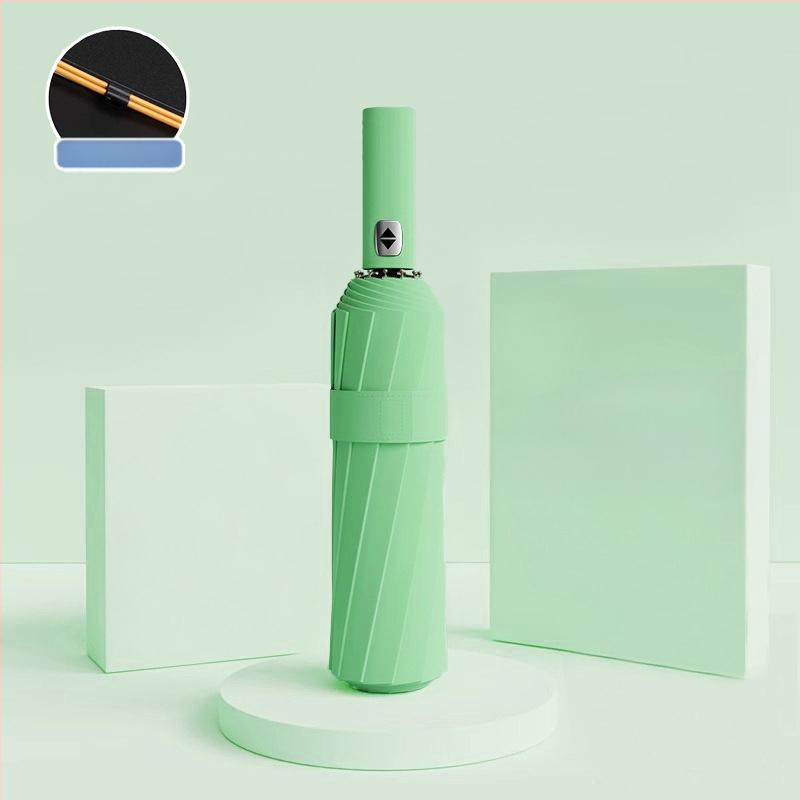 Automatīvais salokāmais lietussargs vīriešiem un sievietēm, dubulta saules un lietus izmantošana, pastiprināts ar 12 ribām no tērauda, UPF > 50.