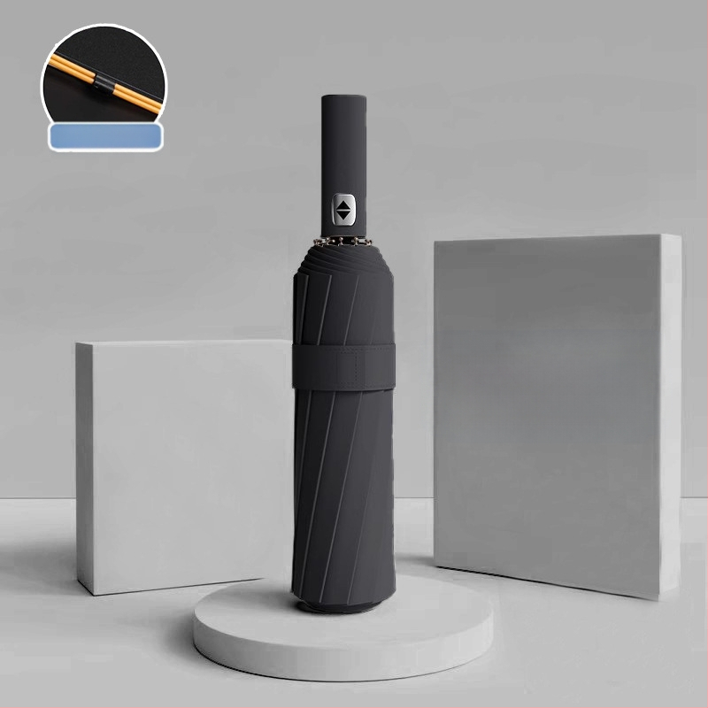 Automatīvais salokāmais lietussargs vīriešiem un sievietēm, dubulta saules un lietus izmantošana, pastiprināts ar 12 ribām no tērauda, UPF > 50.