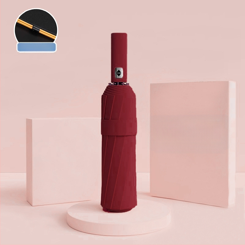 Automatīvais salokāmais lietussargs vīriešiem un sievietēm, dubulta saules un lietus izmantošana, pastiprināts ar 12 ribām no tērauda, UPF > 50.